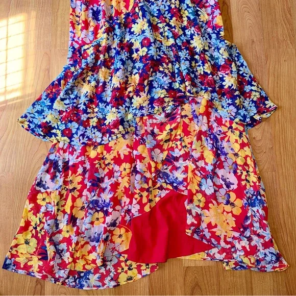 Lulus Women’s Radiant Ruby Red Floral Print Chiffon Maxi Dress Size Medium NWT - Picture 7 of 16